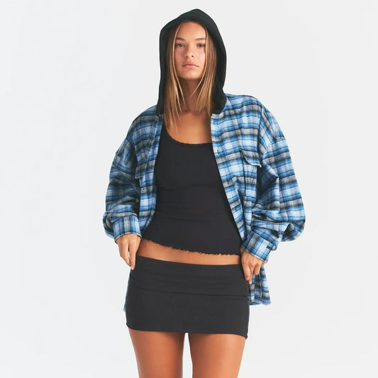 outdoor flannel oversized hooded shirt