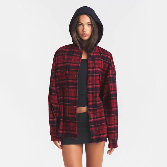outdoor flannel oversized hooded shirt 1