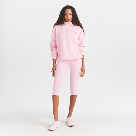 mock neck quarter zip with embossed logo
