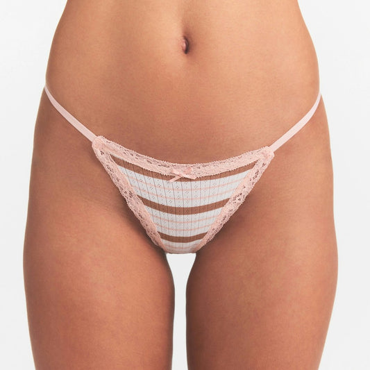 pointelle lace string thong