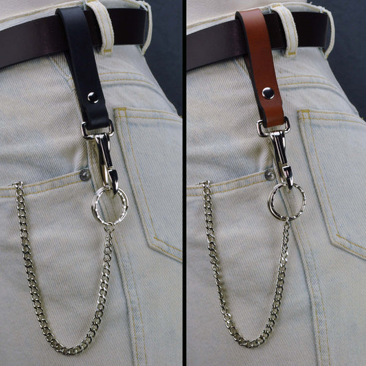 Leather Belt Key Holder Super Duty - Riveted with Chain