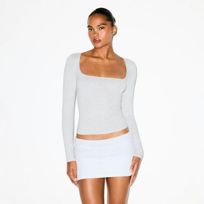 scoop neck long sleeve top