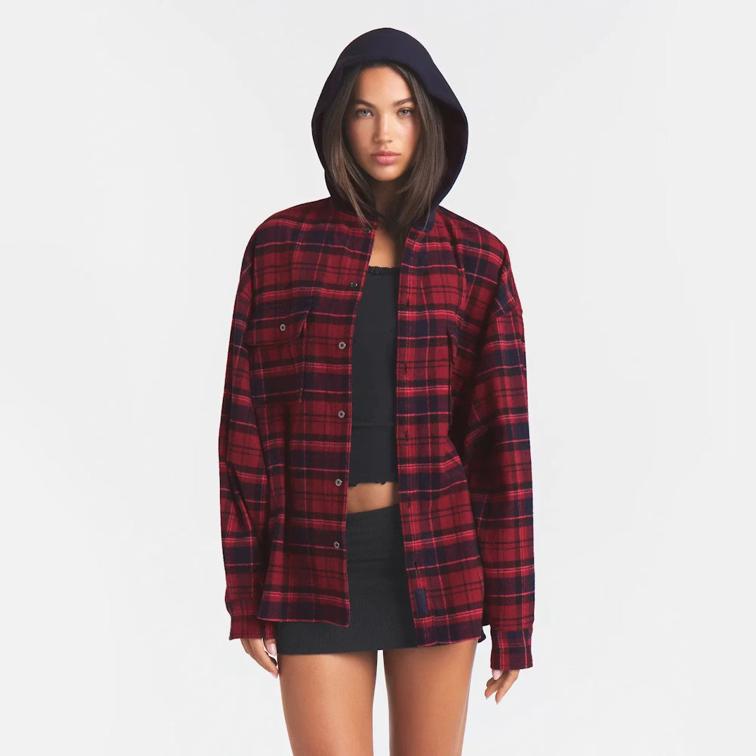 outdoor flannel oversized hooded shirt 1