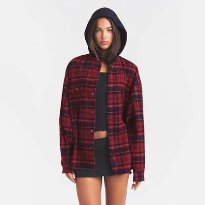 outdoor flannel oversized hooded shirt 1