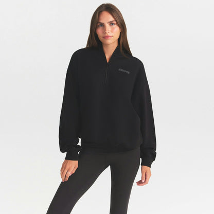 mock neck quarter zip with embossed logo