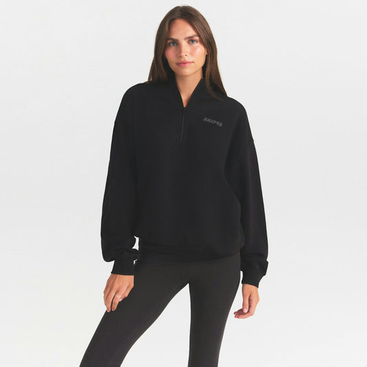 mock neck quarter zip with embossed logo