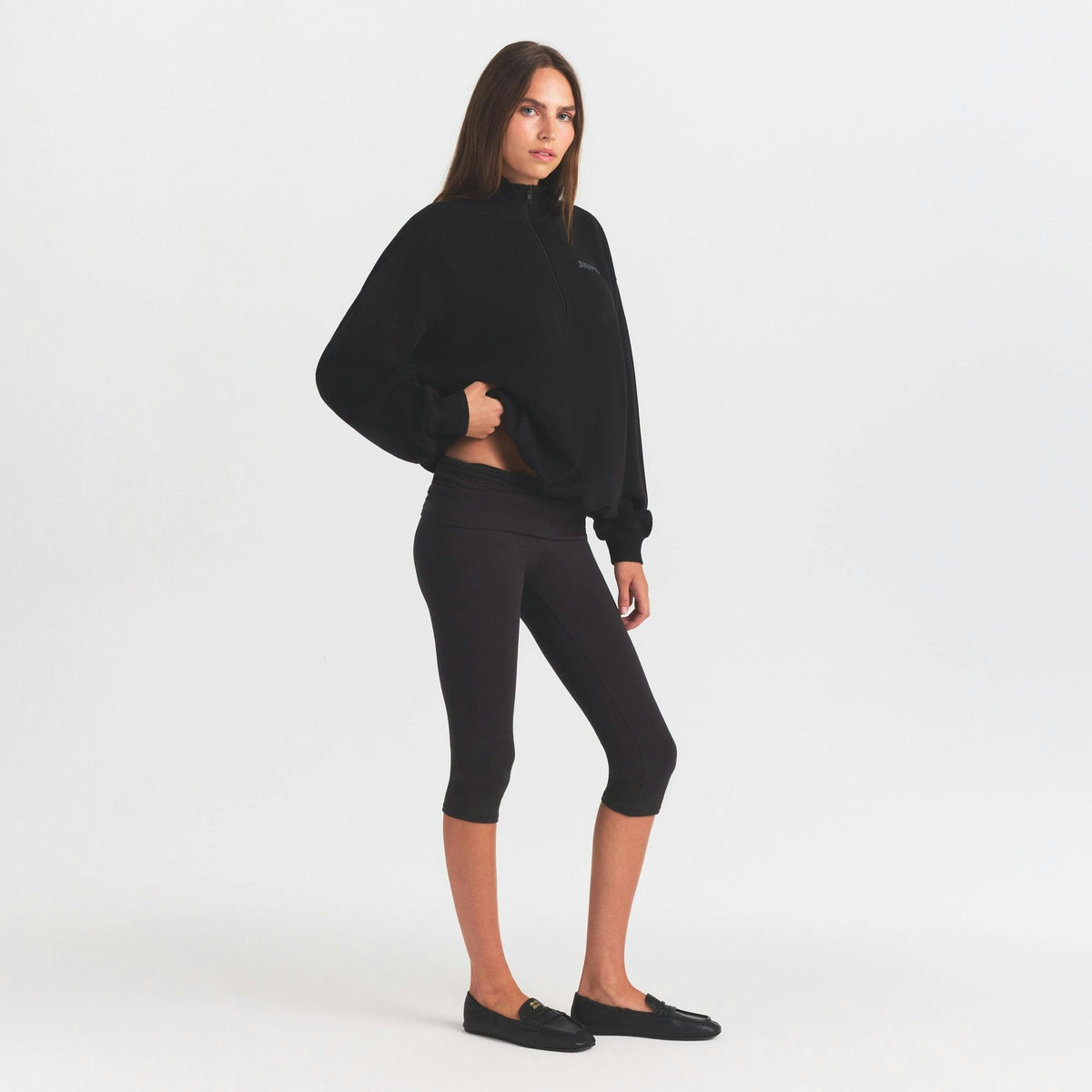 mock neck quarter zip with embossed logo