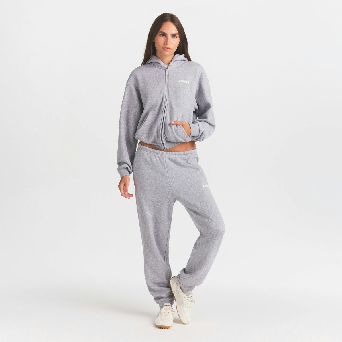 zip up hoodie with embossed logo